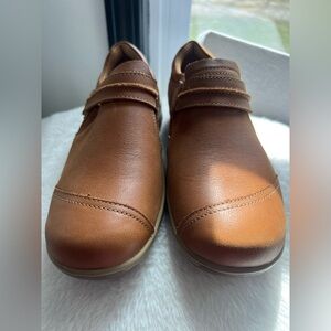 Orthofeet Men's Casual Brown Leather Slip-On Shoes